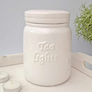 Pink and White Tea Light Ceramic Storage Jars - Tea Light Holder by escential Living