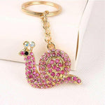 Pink Crystal Diamante Snail Keyring Sparkly Key Chain Gift - Bag Charms & Keyrings by Fashion Accessories