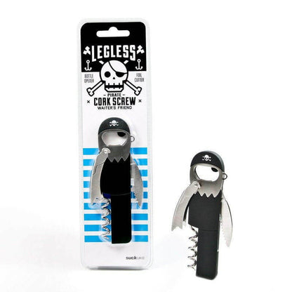 Pirate-themed waiter’s friend bottle opener and corkscrew tool on retail card.