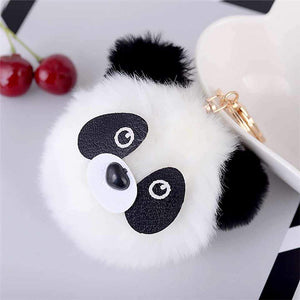 Panda Bear Handbag Charm Pom Pom Keyring - Bag Charms & Keyrings by Fashion Accessories