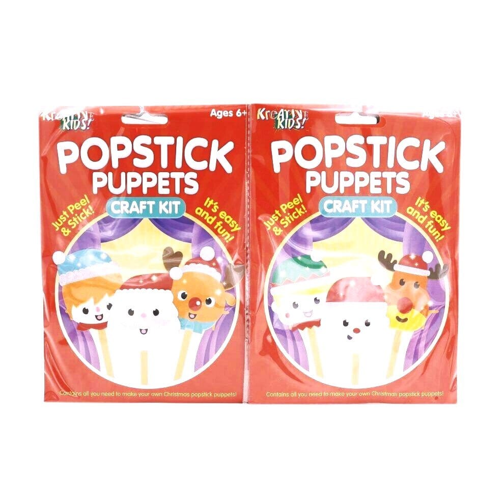 Pop stick Christmas Puppets Craft Kits for Children x 2 packs - Pop stick Puppets by Kreative Kids