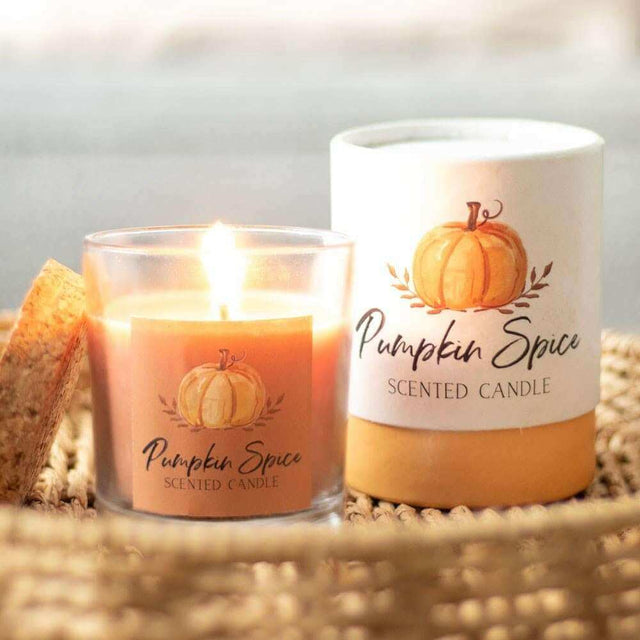 The Fashion Gift Shop: Pumpkin Spice Autumn Candle with Glass Jar and Matching Box by Jones Home & Gifts, Candles