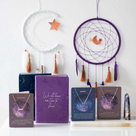 The Fashion Gift Shop: Purple Moon and Star Dreamcatcher - 39cm Handmade Decor by Spirit of equinox, Dreamcatcher