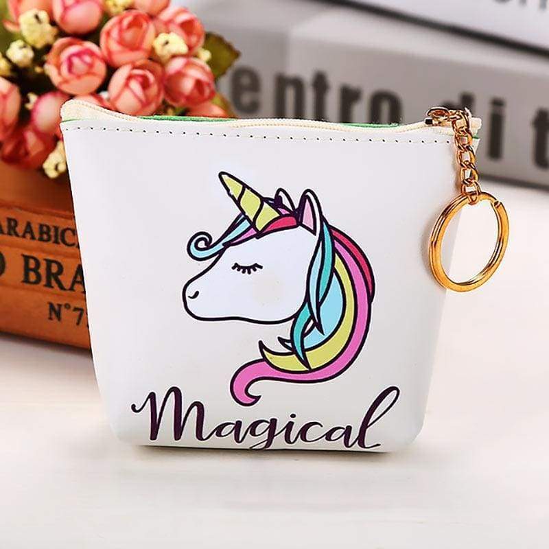 Purple Pink White Unicorn Wallet Keychain Coin Purse School Dinner Money Party - Coin Purses by Fashion Accessories