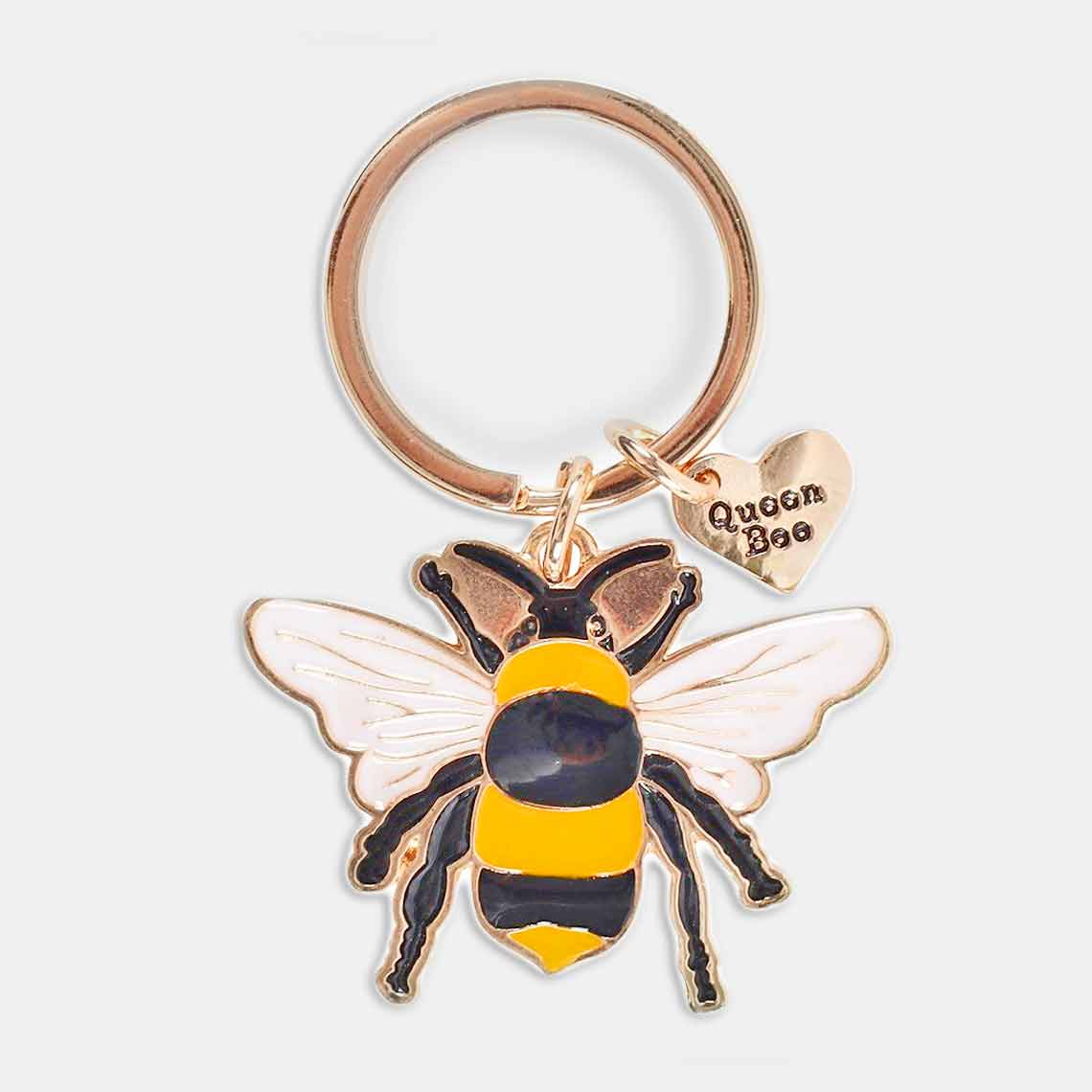Queen Bee Enamel Keyring Bag Charm with Matching Display Card - Bag Charms & Keyrings by Jones Home & Gifts