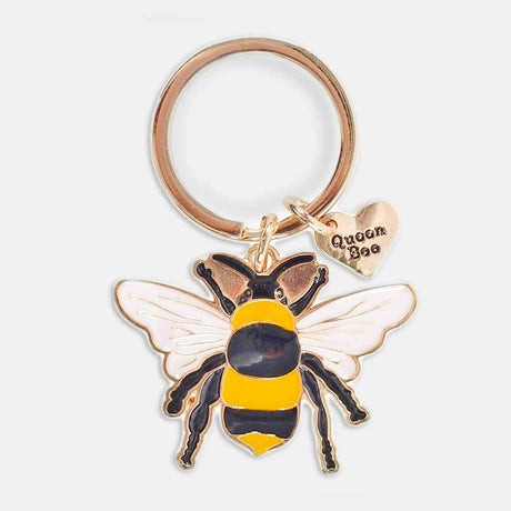 The Fashion Gift Shop: Queen Bee Enamel Keyring Bag Charm with Matching Display Card by Jones Home & Gifts, Bag Charms & Keyrings