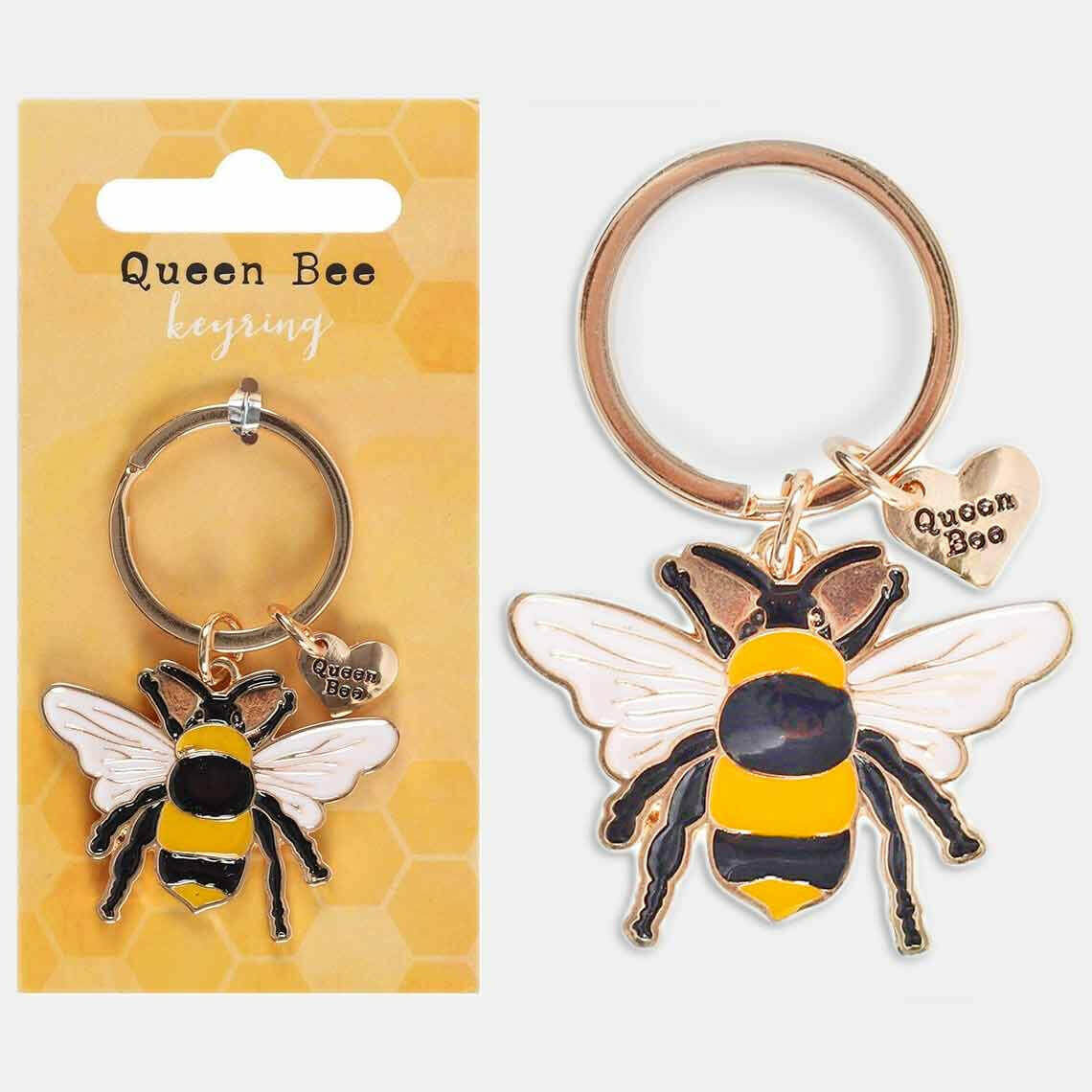 Queen Bee Enamel Keyring Bag Charm with Matching Display Card by Jones Home & Gifts