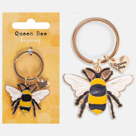 The Fashion Gift Shop: Queen Bee Enamel Keyring Bag Charm with Matching Display Card by Jones Home & Gifts, Bag Charms & Keyrings