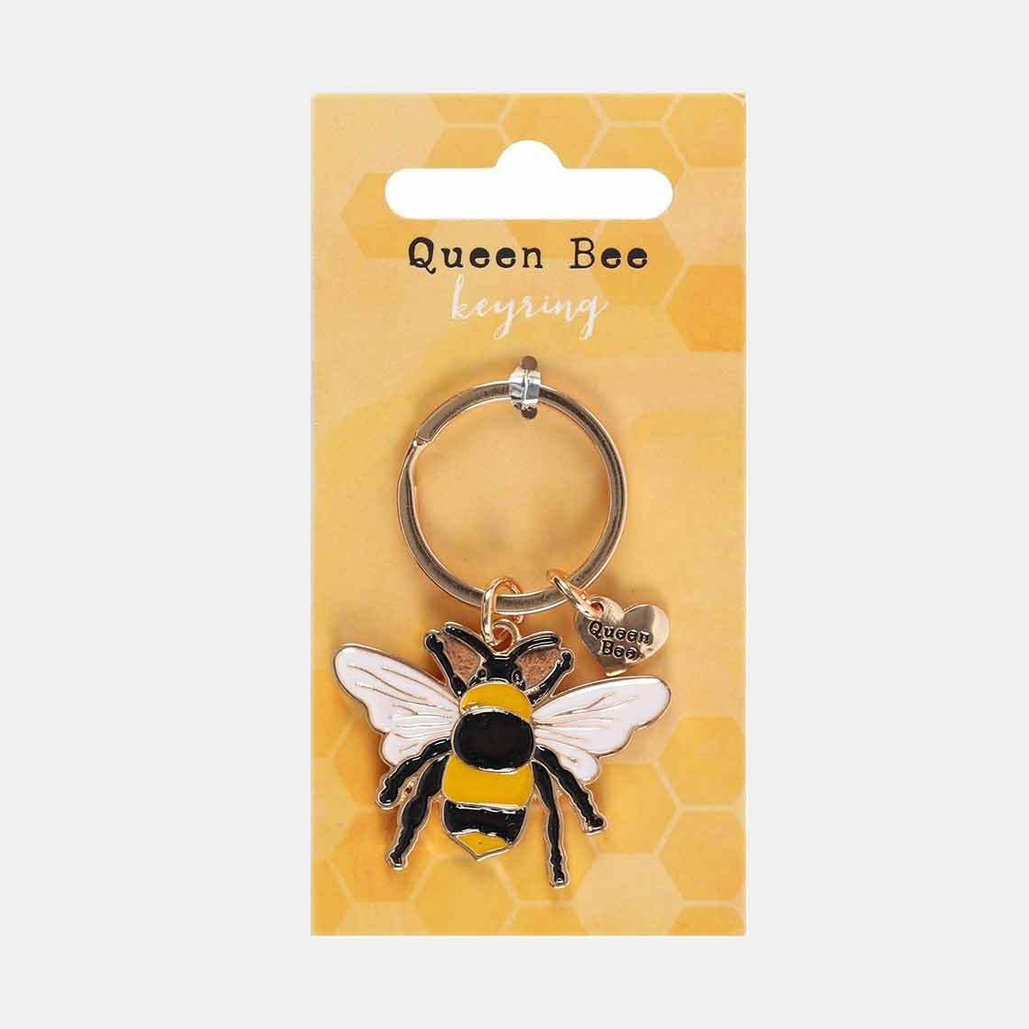 Queen Bee Enamel Keyring Bag Charm with Matching Display Card - Bag Charms & Keyrings by Jones Home & Gifts