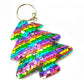 Rainbow Christmas Tree Reversible Sequins Silver Xmas Keyring - Bag Charms & Keyrings by Fashion Accessories