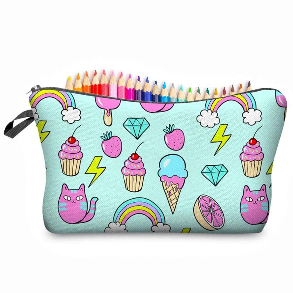 Rainbow Ice Cream Cakes Animal Make-up Bag Pencil Case - Cosmetic Bags by Fashion Accessories