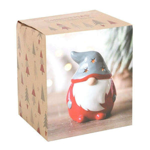 The Fashion Gift Shop: Red and Grey Gonk Tealight Holder Christmas Decor by Jones Home & Gifts, Tea Light Holder