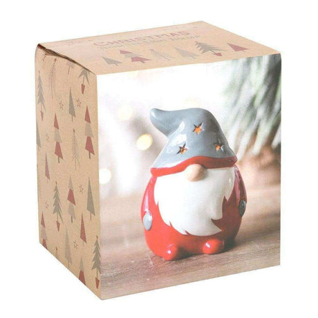The Fashion Gift Shop: Red and Grey Gonk Tealight Holder Christmas Decor by Jones Home & Gifts, Tea Light Holder
