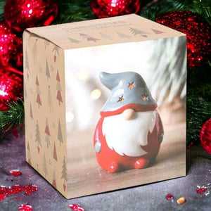 The Fashion Gift Shop: Red and Grey Gonk Tealight Holder Christmas Decor by Jones Home & Gifts, Tea Light Holder