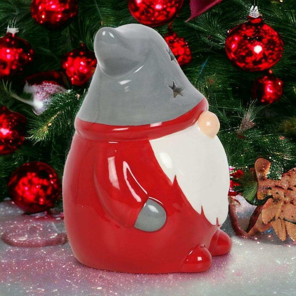 The Fashion Gift Shop: Red and Grey Gonk Tealight Holder Christmas Decor by Jones Home & Gifts, Tea Light Holder