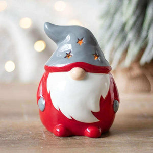 The Fashion Gift Shop: Red and Grey Gonk Tealight Holder Christmas Decor by Jones Home & Gifts, Tea Light Holder