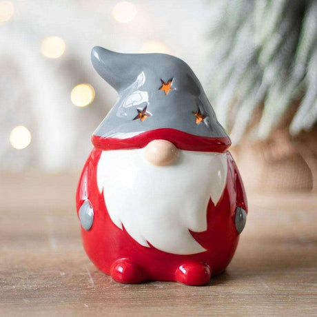 The Fashion Gift Shop: Red and Grey Gonk Tealight Holder Christmas Decor by Jones Home & Gifts, Tea Light Holder