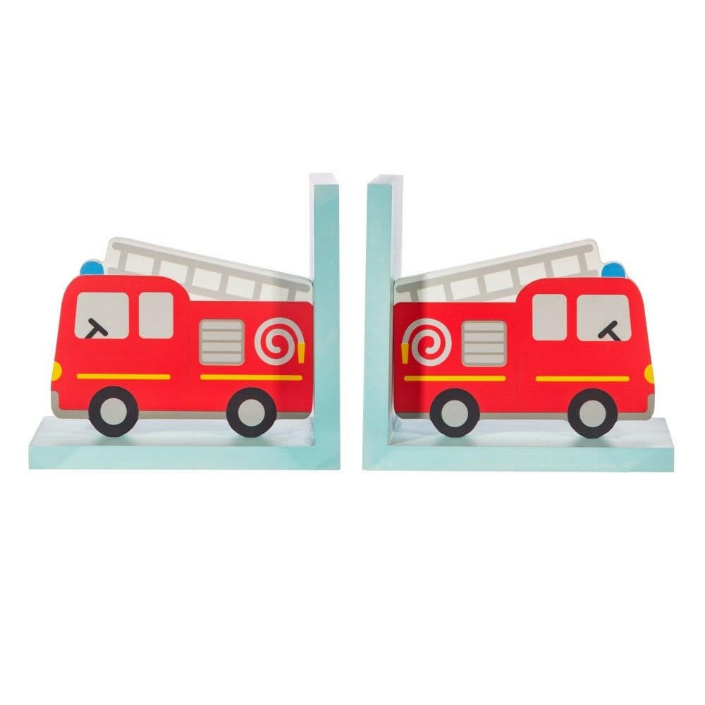 Red Fire Engine Bookends Child Transport Bedroom Decor