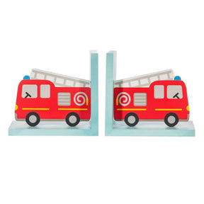 The Fashion Gift Shop: Red Fire Engine Bookends Child Transport Bedroom Decor by Sass and Belle, Wall Hooks & Drawers