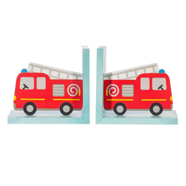The Fashion Gift Shop: Red Fire Engine Bookends Child Transport Bedroom Decor by Sass and Belle, Wall Hooks & Drawers