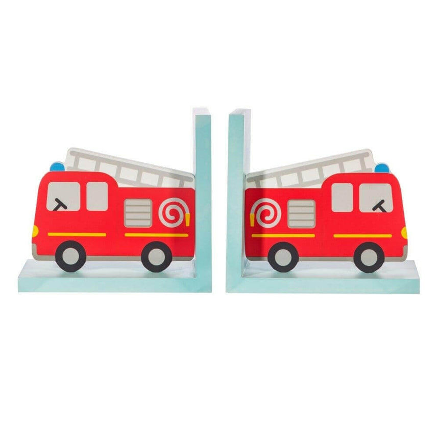 The Fashion Gift Shop: Red Fire Engine Bookends Child Transport Bedroom Decor by Sass and Belle, Wall Hooks & Drawers