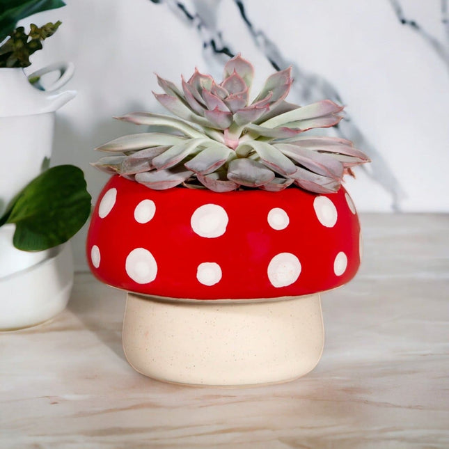 Red Mushroom Large Planter - Pots and Planters by Sass & Belle