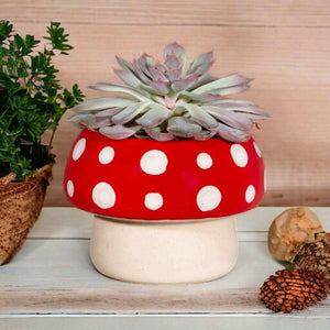 The Fashion Gift Shop: Red Mushroom Large Planter by Sass and Belle, Pots and Planters