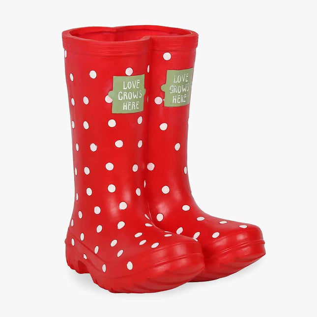 Red Polka Dot Welly Boots Flower Pots - Pots and Planters by Spirit of equinox