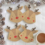 Reindeers Christmas Coaster Set of 4 - Tea Coasters by Jones Home & Gifts