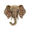 Retro Elephant Brooch Crystal Charm - Gold