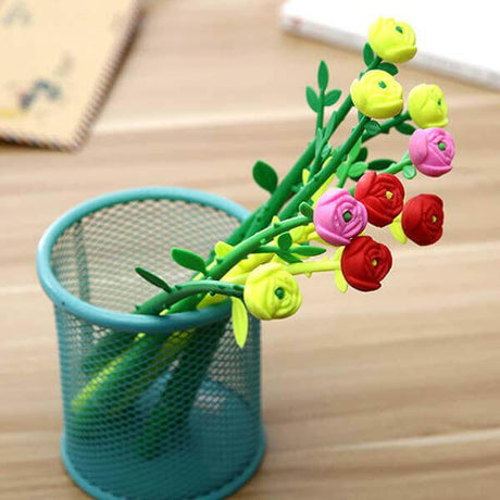 Rose Flowers Retro Style Colourful Gel Pens, Pack of 3 - The Fashion Gift Shop Art and Craft