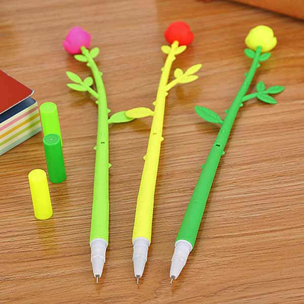 The Fashion Gift Shop: Rose Flowers Retro Style Colourful Gel Pens, Pack of 3 by Fashion Accessories, Art and Craft