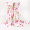 Rose Print Scarf Light Summer Cover Wrap Shawl Floral Chiffon - Pink