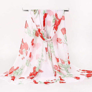 Rose Print Scarf Light Summer Cover Wrap Shawl Floral Chiffon - Scarves & Shawls by Fashion Scarves