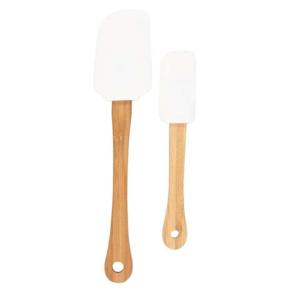 Christmas silicone spatula set of two elf-head spatulas with white heads and wood handles