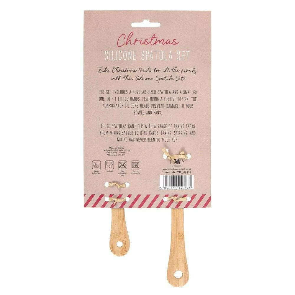 Christmas silicone spatula set packaging showing two wooden-handled silicone spatulas