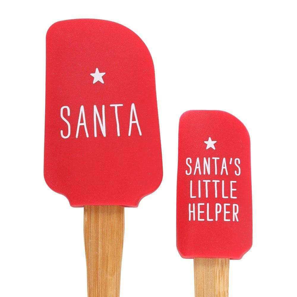 Christmas spatula set with red Santa and red Santa's Little Helper silicone heads
