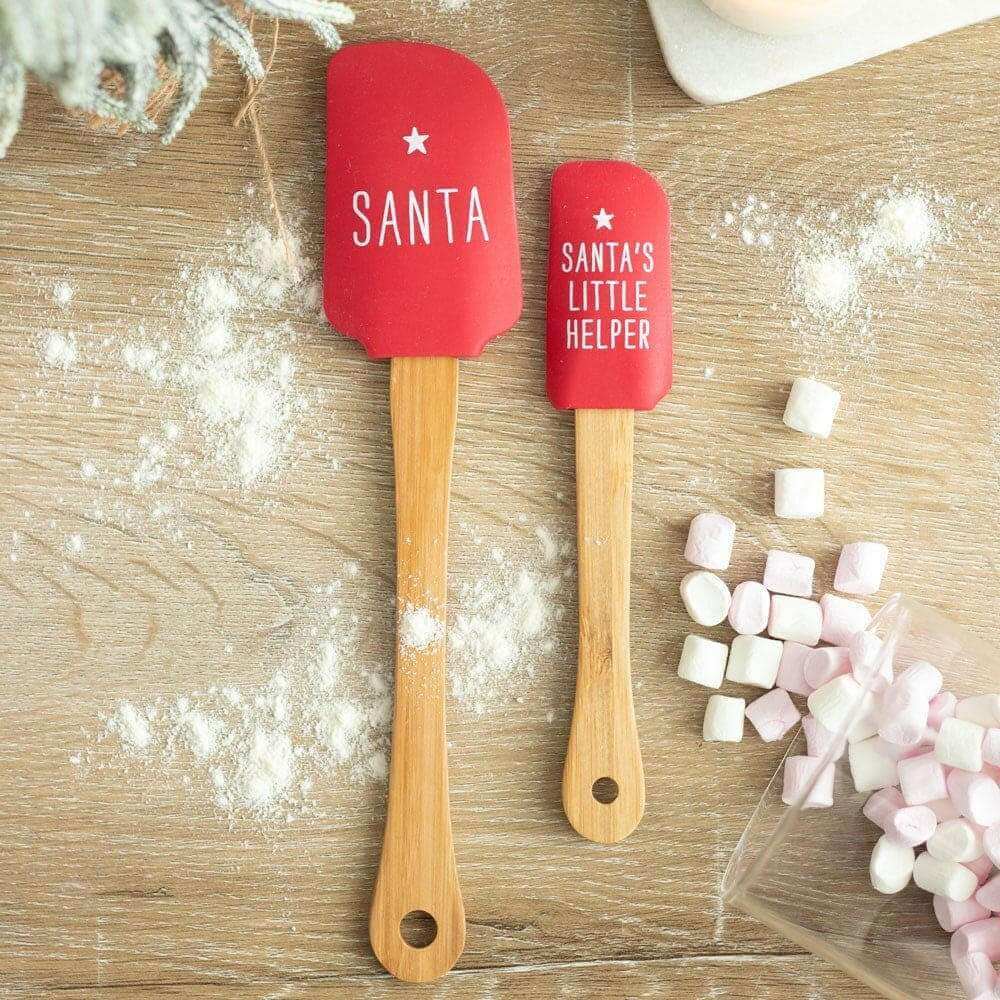 Christmas spatula set: red Santa and red Santa's Little Helper silicone spatulas