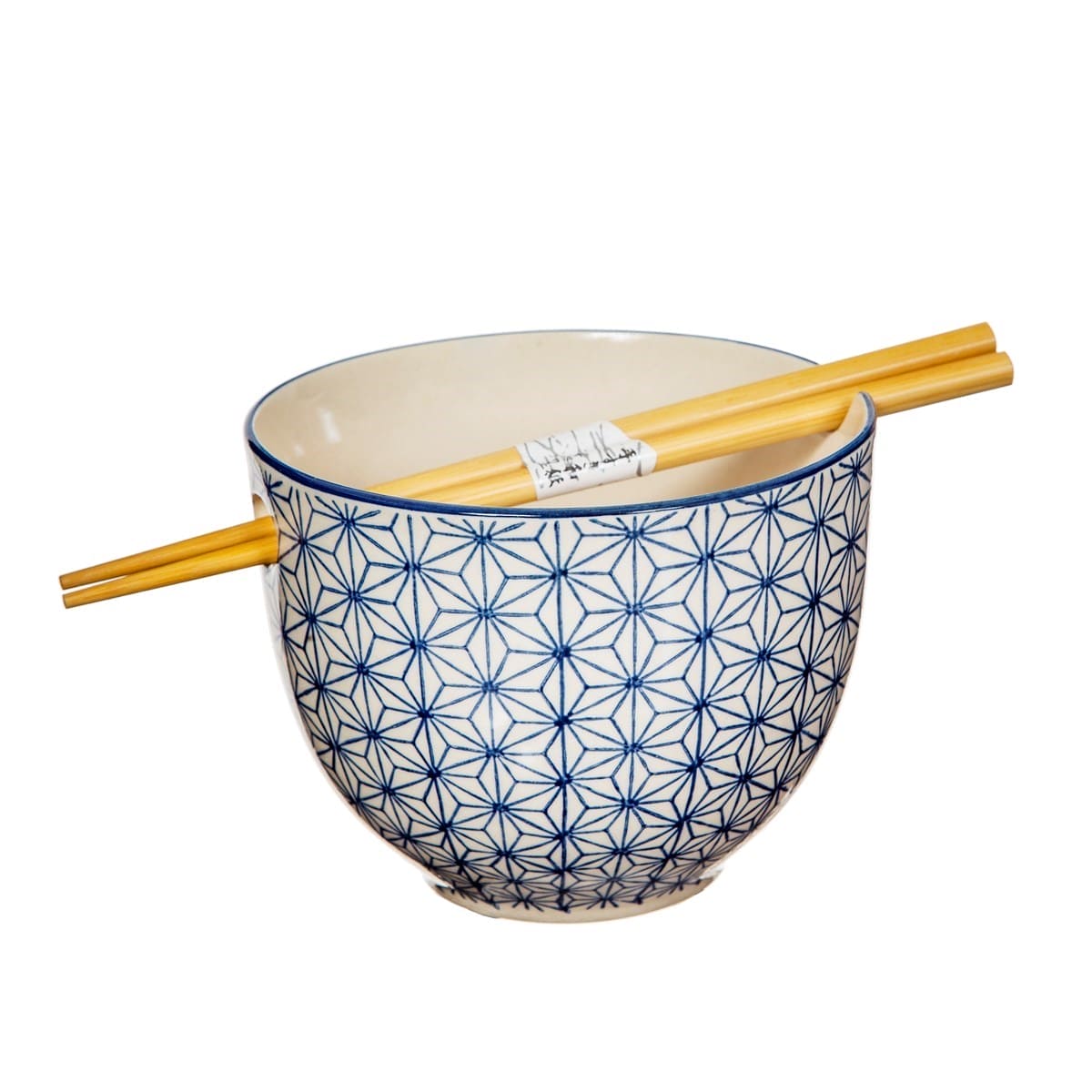 Sashiko Pattern Noodle Bowl with Chopsticks - Mugs and Cups by Sass & Belle
