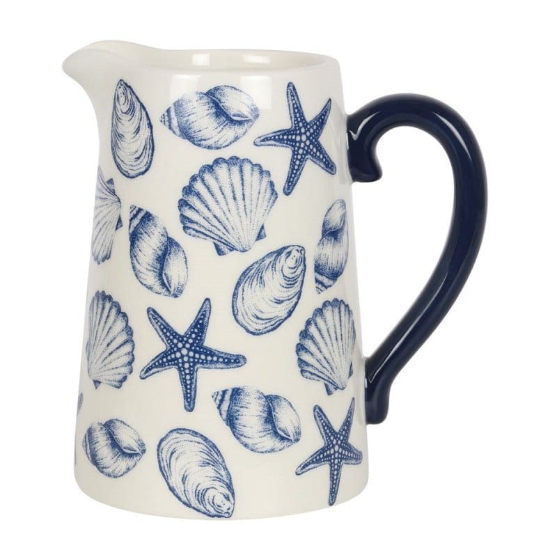 Seashell Ceramic Flower Jug Vase 17cm - Flower Jugs by Jones Home & Gifts