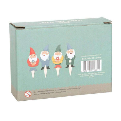 Mini plant pot pals set of four gnome ornaments on back of box with barcode