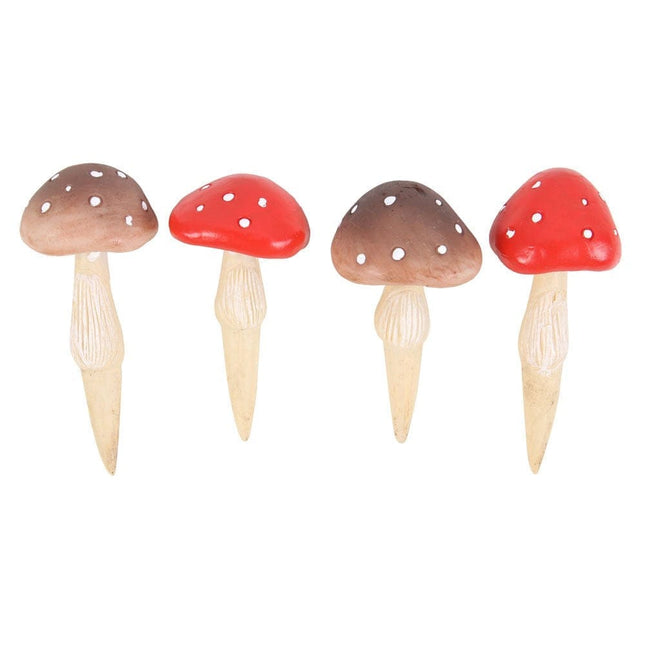 Set of 4 Mini Mushroom Plant Pot Pals, Fairy Garden Decor - Gardening Accessories by Jones Home & Gifts