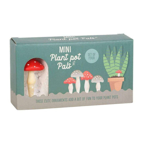 The Fashion Gift Shop: Set of 4 Mini Mushroom Plant Pot Pals, Fairy Garden Decor by Jones Home & Gifts, Gardening Accessories
