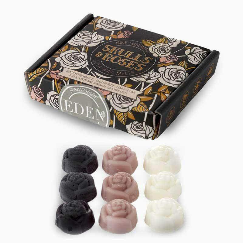 Set of 9 Handmade Soya Wax Melts - Skulls & Roses by Eden