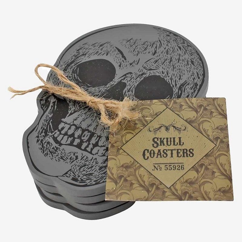 Skull Coasters Gothic Place Matts Set of 4 - Tea Coasters by Jones Home & Gifts
