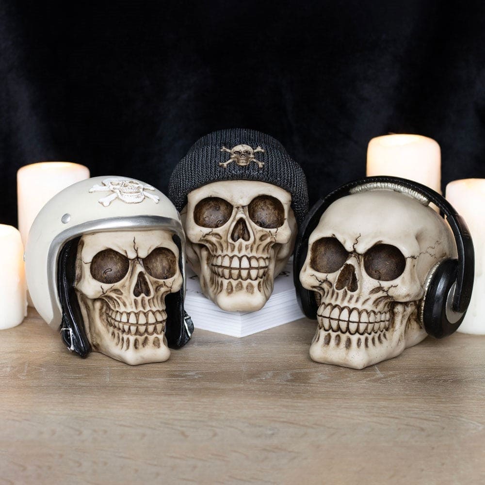 Skull Ornament Wearing a Beanie Hat with Crossbones Design - Skulls by Spirit of equinox