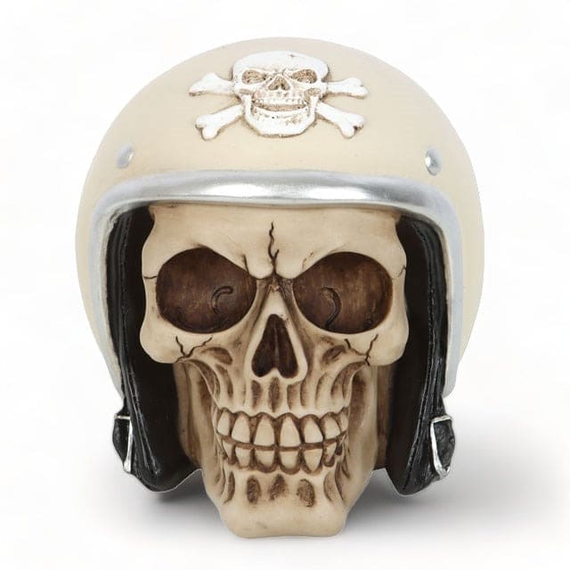 Skull Ornament with Bikers Helmet Featuring Crossbones Design - Skulls by Spirit of equinox