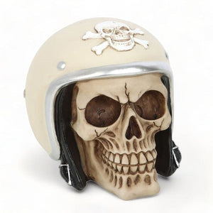 Skull Ornament with Bikers Helmet Featuring Crossbones Design - Skulls by Spirit of equinox