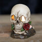 Skull & Red Rose Tealight Holder Home Halloween Decor - Tea Light Holder by Spirit of equinox