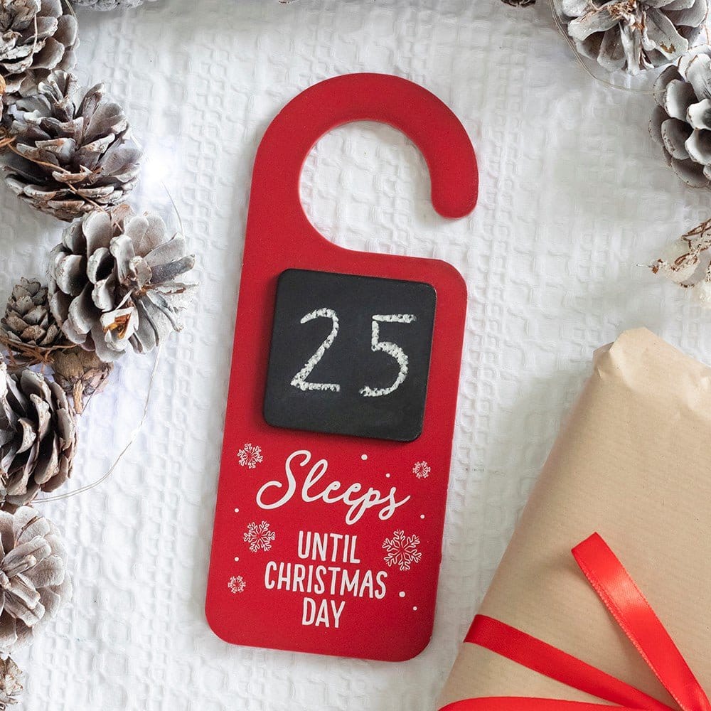 Sleeps Until Christmas Day Door Wall Hanging Sign - Hanging Decoration by Jones Home & Gifts